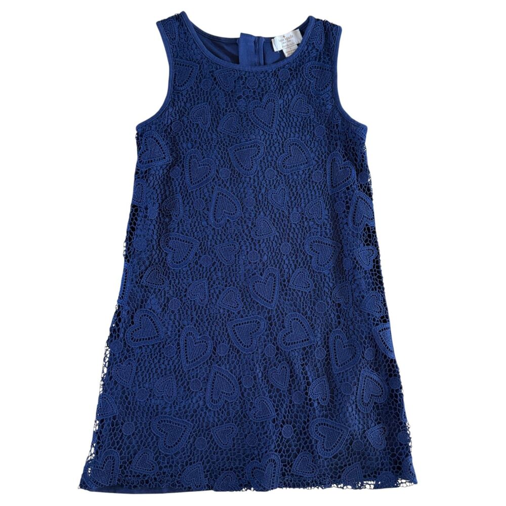 EUC Girls Kate Spade Sleeveless Lace Overlay‎ Heart Mini Dress Navy Size 7